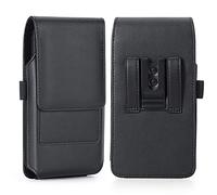 BECPLT Phone Holster for iPhone17 Pro Max, iPhone 16 Pro Max, iPhone 15 Pro Max, 14 13 Pro Max, Xs Max, 8 Plus 7 Plus Belt Clip Case, Leather Cell Phone Belt Pouch Holder (Fit w/thin Case on) Black