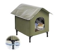 Becuddler Large Cat House for Outdoor Cats Weatherproof, Indestructible Feral Cat House for Outside, Waterproof Elevated Kitty Pet House with Soft Pad, Extra Roof Cover, Easy Assembly, Barn, Porch