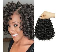 BECUS 5 Packs Gogo Crochet Braids Hair Extensions for Black Women Water Wave Braiding Hair Curl Crochet Synthetic Hair Extensions 24 Root/Pack(#1B)