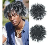 BECUS Hair topper Dreadlock Toupee Afro Fake Dreads Dread Lock Topper Toupee Hair for Men and Black Women Braids Braided Dreadlocks Afro Curly Synthetic Hairpieces Party Halloween(Gray)