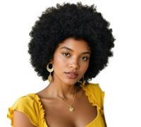 BECUS Short Black Afro Wig for Black Women Curly Afro Wigs 10 Inch Kinky Curly Natural Synthetic Fluffy Protective Style Wig Daily Wear Halloween Cosplay Party