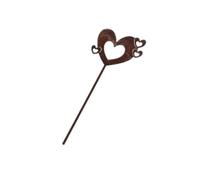 Bed Accent Heart Stake Decor in Rust-Look Iron, Open Heart Yard Ornament with Ground-Insert Design for Containers, Borders and Garden Areas Metal Garden Stake Iron Plant Ornament Container Soil Insert