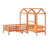 vidaXL Bed and Bench Set with Roof without Mattress Wax Brown 100x200 cm (3282173), Brown
