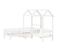 vidaXL Bed And Bench Set With Roof Without Mattress Wax Brown 80X200 cm, Brown