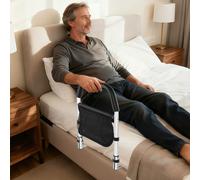 Bed Assist Rail for Elderly Disabled Safety Bed Rail with Storage Pocket Fall Prevention Guardrail for Adults, Seniors | Sturdy Steel Bedside Handrail