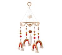 Bed Bell for Kids, Crib Mobile with Felt Balls and Rainbow, Baby Wind Chimes for Newborn Mobile Crib, Hanging Bell Hanging Bed Bell for Newborn