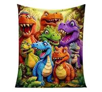 Bed Blanket - 200x150cm Microfiber Throw Blanket | Colorful Chubby Dinosaurr Print Soft Blankett | Dinosaur Blankett - Kids Teens Girls Bedroom Decor