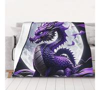 Bed Blankets 80"x60" Lightweight Flannel Blankets Purple Dragon Purple Moon Throw Blanket for Sofa Super Soft Warm Fleece Blanket for Couch Travel Camping