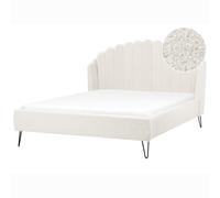 Bed Boucle AMBILLOU 160 x 200 cm (EU King Size) Off-White