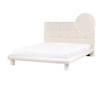 Beliani Bed Boucle CRESSAT 160 x 200 cm (EU King Size) Off-White, White