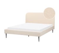 Bed Boucle FLAYAT 160 x 200 cm (EU King Size) Light Beige