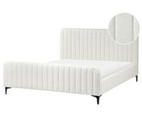 Beliani Bed Boucle Lunan 160 X 200 Cm (Eu King Size) Off-White
