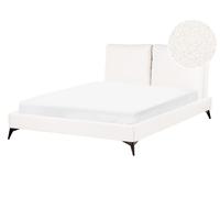 Bed Boucle MELLE 140 x 200 cm (EU Double) Off-White