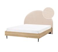 Bed Boucle MILLAY 140 x 200 cm (EU Double) Beige