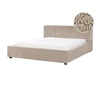 Beliani Bed Boucle Mirande 160 X 200 Cm Eu King Size Taupe