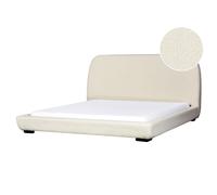 Beliani Bed Boucle Roisel 180 X 200 Cm Eu Super King Light Beige