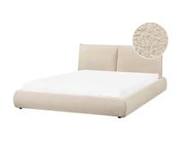 Bed Boucle VINAY 160 x 200 cm (EU King Size) Light Beige