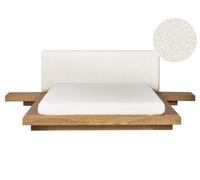 Beliani Bed Boucle Zen 160 X 200 Cm (Eu King Size) Natural Ash Wood