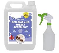 Bed Bug and Insect Killer Repellent | 5 Litre Bottle | Fast Acting | Non-Staining | Effective Control of Bed Bugs | Natural Pesticide Free Non-Toxic | Includes Spray Bottle