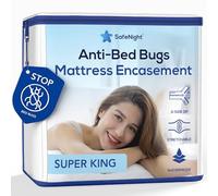 Bed Bugs Mattress Protector - Super King Size 180x200cm - Zipped Complete Cover - Blocks Bed Bugs and Dust Mites - Soft Waterproof Cotton Surface - Stretch-Fitted (17-35cm Depth)