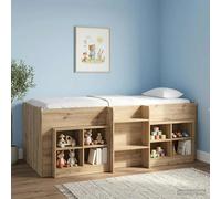 Bed Cabinet 2pc Artisan Oak 66x33x48cm Engineered Wood Modern 4-Shelf Nightstand