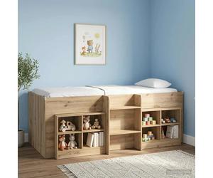 Bed Cabinet 2pc Artisan Oak 66x33x48cm Engineered Wood Modern 4-Shelf Nightstand