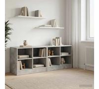 Bed Cabinet 2pcs Concrete Grey Engineered Wood 66x33x48cm 4-Shelf Modern Bedside