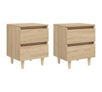 1/2x Bed Cabinet with Solid Pinewood Legs 40x35x50 cm Multi Colors vidaXL