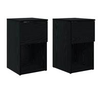 Bed Cabinet Black Oak 29x31.5x49 cm Engineered Wood Modern Bedside Storage Pair