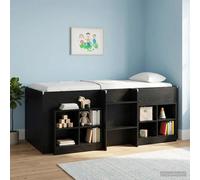 Bed Cabinet Black Oak 66x33x48cm Engineered Wood 2pcs 4-Shelf Modern Night Stand