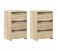 Bedside Cabinet Old Wood 40x35x62.5 cm Engineered Wood 3-Drawer Rustic Compact.