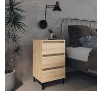 Bed Cabinet Nightstand with Metal Legs and 3 Drawers Bedside Table Multi Colour