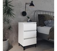 vidaXL Bed Cabinet with Metal Legs White 40x35x69 cm
