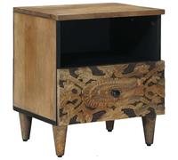 Bedside Cabinet Solid Mango Wood Brown 40x33x46cm 1 Drawer Rustic Eco Nightstand