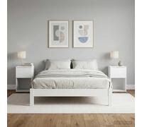 Bed Cabinet White Engineered Wood 29x31.5x49cm 2pcs Modern Nightstand Slim Set