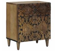 Bed cabinet with Drawer Solid Mango Wood Furniture Indoor Compact Grain vidaXL