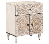vidaXL Bed cabinet with Drawer White 50 x 33 x 60 cm Solid Mango Wood