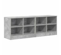 Bed Cabinet 2pcs Concrete Grey Engineered Wood 66x33x48cm 4-Shelf Modern Bedside