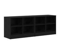Bed Cabinet Black Oak 66x33x48cm Engineered Wood 2pcs 4-Shelf Modern Night Stand