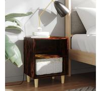(smoked oak, 1) vidaXL 1/2x Bed Cabinet with Solid Wood Legs 40x30x50 cm Stand Multi Colors