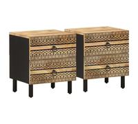 Bed Cabinets Nightstand Bed Side Table Black Solid Rough Wood Mango vidaXL