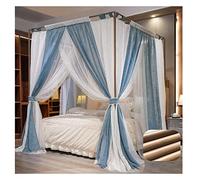 Bed Canopy Floor Type Cotton And Linen Double Mosquito Net, Strong Bearing Capacity Of Wood Grain Aluminum Alloy Bracket,150-200cm (A3 200x220x210cm)