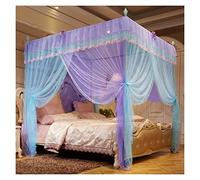 Bed Canopy Lace Mosquito Net U-Shaped Guide Rail Mosquito Net Household Princess Style Palace Bed Tent (Color : Blue-violet, Size : 1.2x2.0m bed)