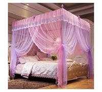 Bed Canopy Lace Mosquito Net U-Shaped Guide Rail Mosquito Net Household Princess Style Palace Bed Tent (Color : Pink-purple, Size : 1.2x2.0m bed)
