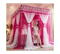 Bed Canopy Luxury Bed Canopy With Stainless Steel Rails, Girls Bedroom Decorative Bed Curtain Pink, High Density Mesh Mosquito Net (200x220x200cm)