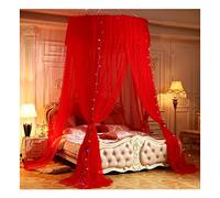 Bed Canopy, Mosquito Net for Bed, Princess Bed Canopy Romantic Round Dome Double Ruffles Mosquito Net For King Queen Full Twin Size Bed,Red