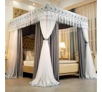 Bed Canopy Net, Four Poster Design with Double Layer Curtains for Single & King Size Beds, Perfect for Girls' Rooms