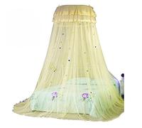 Bed Canopy Netting, Mosquito Net for Bed Round Ceiling for Girls - Fit for 1.5M Bed (Yello)