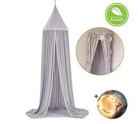 Bed Canopy Round Dome for Children, DOTBUY Decoration Mosquito Net Nursery Hanging Curtain Princess Bed Play Tent Room Indoor Outdoor Reading Insect Net Protection for Baby Kids (Gray)