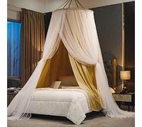 Bed Canopy, Universal Dome Mosquito Mesh Net Bed, Hanging Lace Dome Bed Curtains Double Layer Ultra-thin Yarn Netting for Travelling Camping and Family,Beige